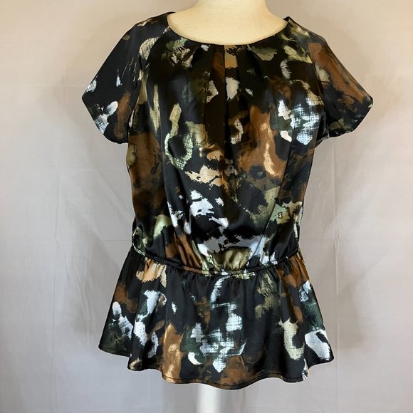 Pleione Womens Satin Peplum Blouse Size XL - Picture 3 of 13